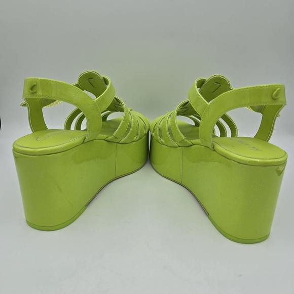 NWOT CIRCUS NY Sam Edelman Golda Platform Sandals—Wasabi (Sparkly Glitter Green) - Picture 8 of 16